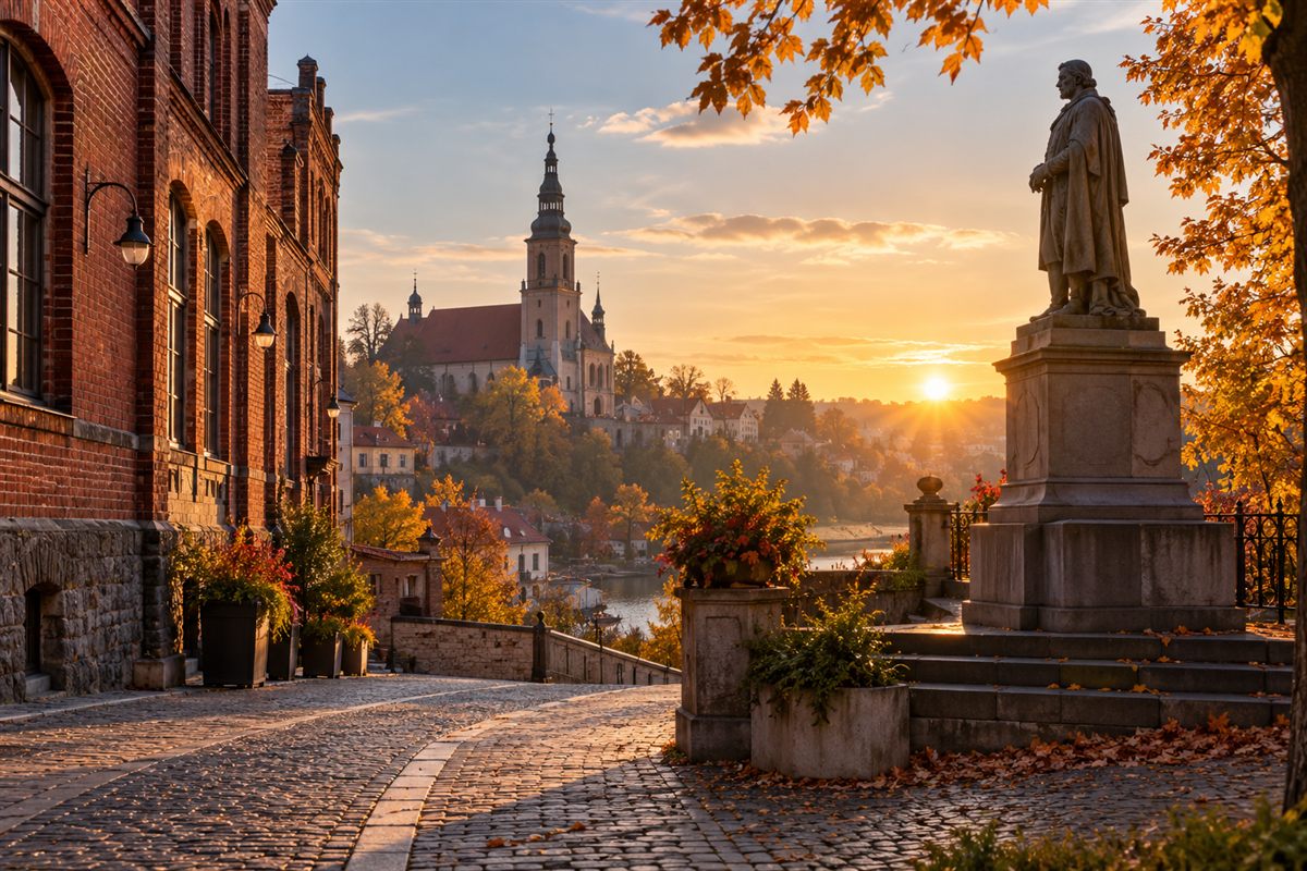 Ilustracja historycznej architektury małego miasta